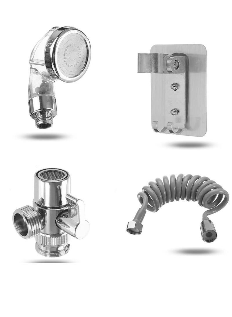 رأس دش يدوي مع خرطوم 1.5 متر عالي الضغط – دش متعدد الوظائف بثلاث أوضاع (نبض، مطر، مزيج)، يشمل محول وصندوق تثبيت بدون حفر، مناسب للحمام والمطبخ والحوض وغسالة الملابس والمرحاض، سهل التركيب، قابل للتوصيل لمعظم الحنفيات القياسية، مرن للاستخدام اليومي والتنظيف - Image 2